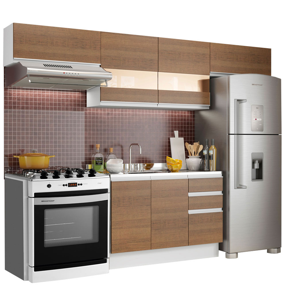 Mueble de Cocina Integral 280cm Madesa Marina Blanco/Marrón 01.