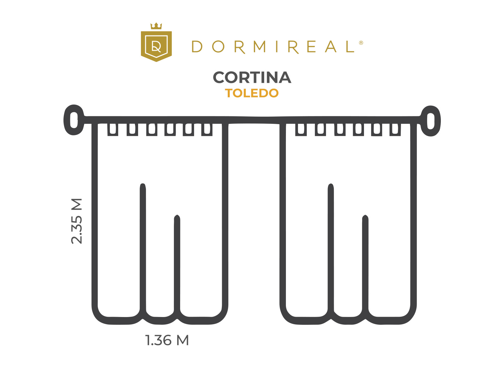 Juego de Cortina Toledo Color Beige 2 Piezas de 1.35 x 2.36 m. Dormireal.