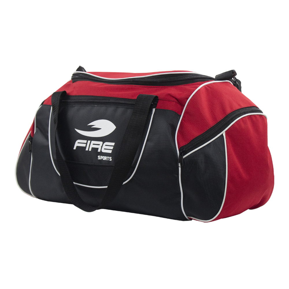 MALETA O MOCHILA DEPORTIVA FIRE SPORTS CON COMPORTAMIENTOS ROJO/NEGRO.