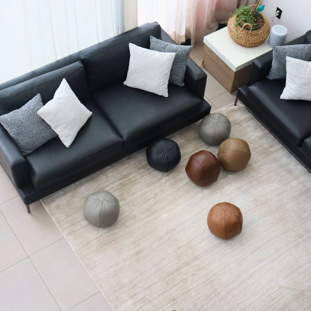 Cojín Esfera Gris Piel Genuina Decorativo Pelota 27 cm