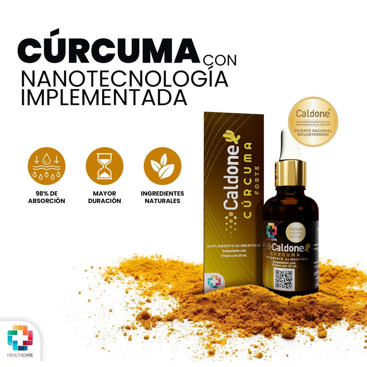 CURCUMA el 98% de absorción en gotas, con nanotecnología aplicada. CALDONE 