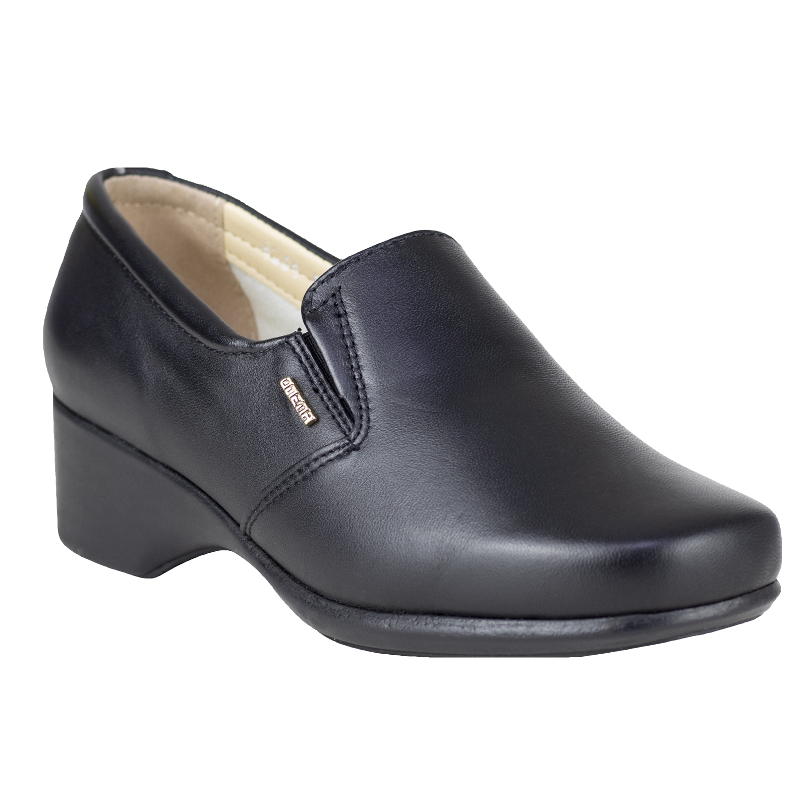 Zapato Negro Con Tacón De Mujer Semi Vestir Onena 4201 Piel.