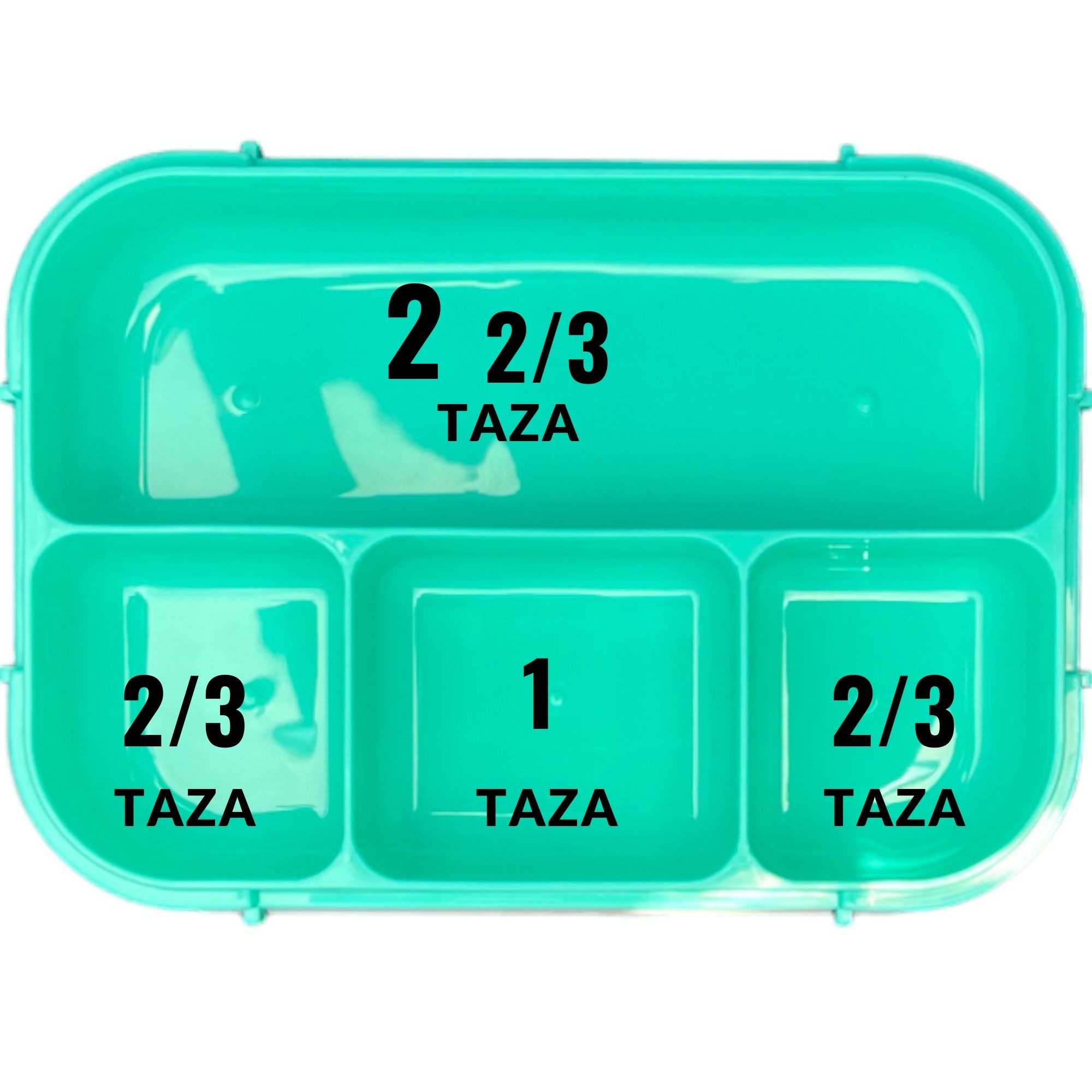 Contenedor Almacenamiento Topper Lonchera Lunch Box Hermético con 4 Divisiones – Verde.
