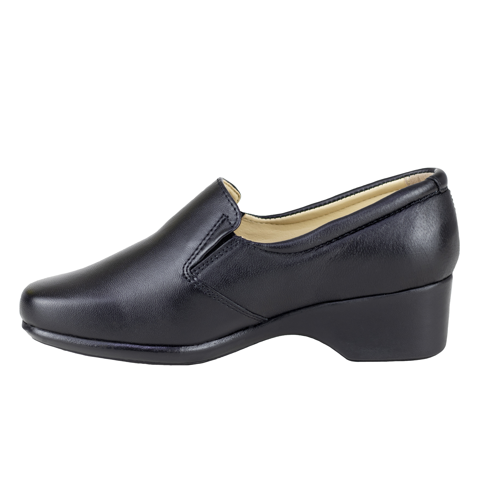 Zapato Negro Con Tacón De Mujer Semi Vestir Onena 4201 Piel.