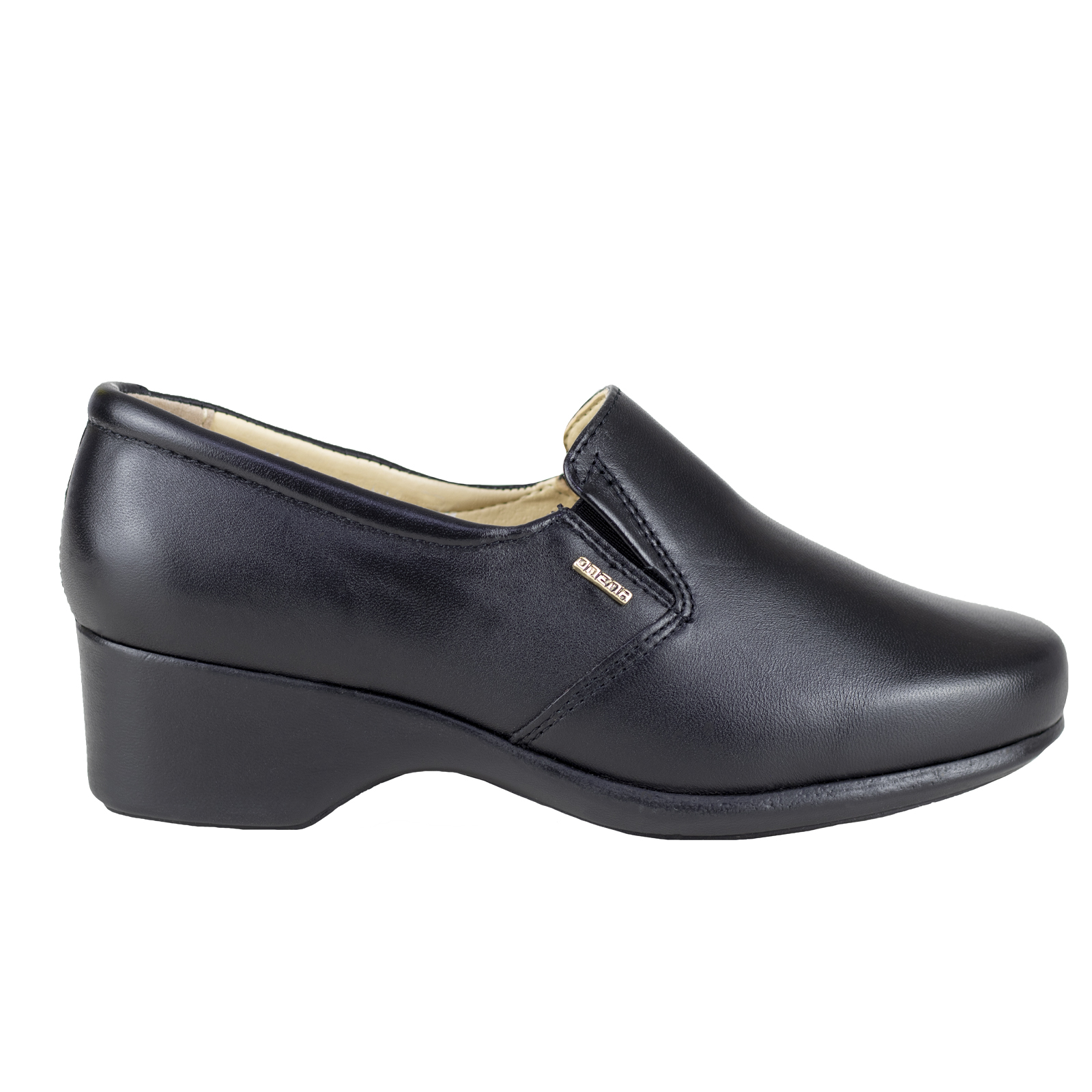 Zapato Negro Con Tacón De Mujer Semi Vestir Onena 4201 Piel.