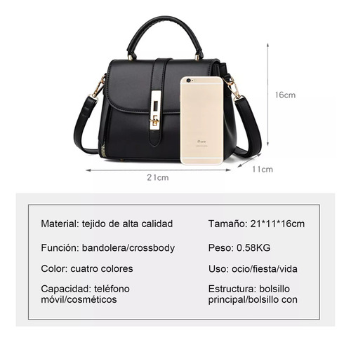 Bolso Negra Bandolera Impermeable Crossbody Para Mujer.