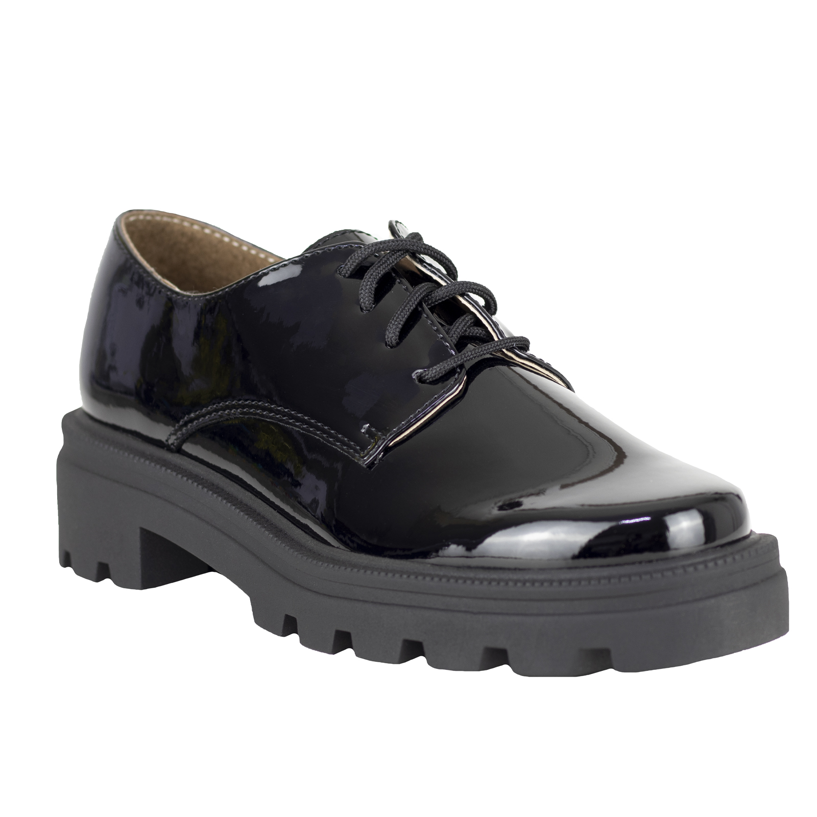 Mocasines Chunky Charol Mujer Salamandra 29505 Negro Confort.