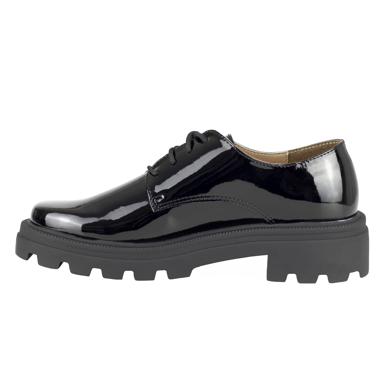 Mocasines Chunky Charol Mujer Salamandra 29505 Negro Confort.