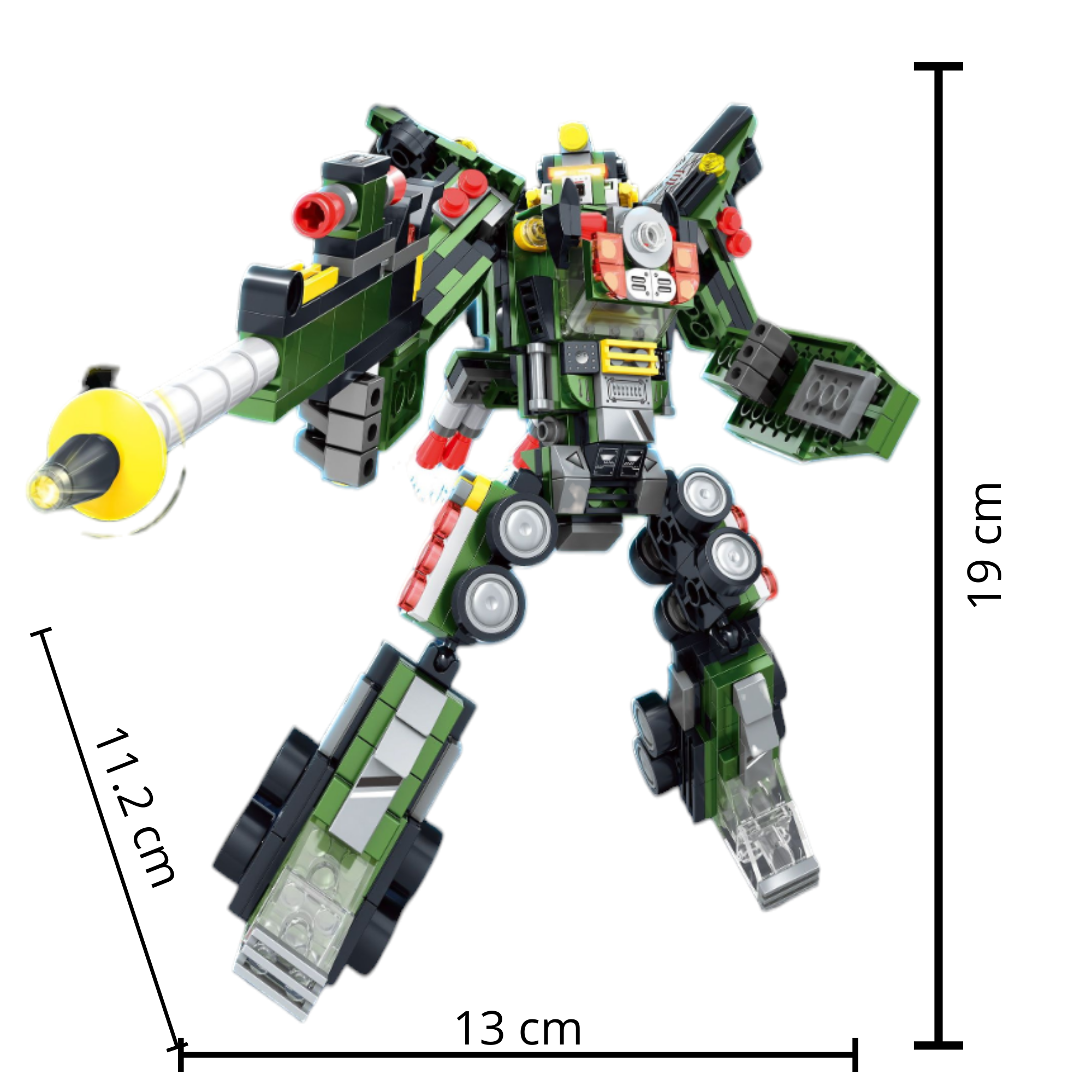 Robot Armable De Bloques 8 En 1 Vehículos Tipo Transformers - Verde .