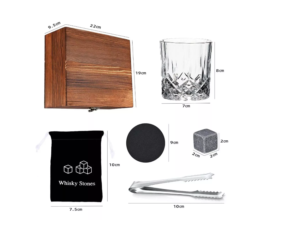 Juego De Piedras De Whisky, 8 Piedras De Vino Helado 2 Vasos