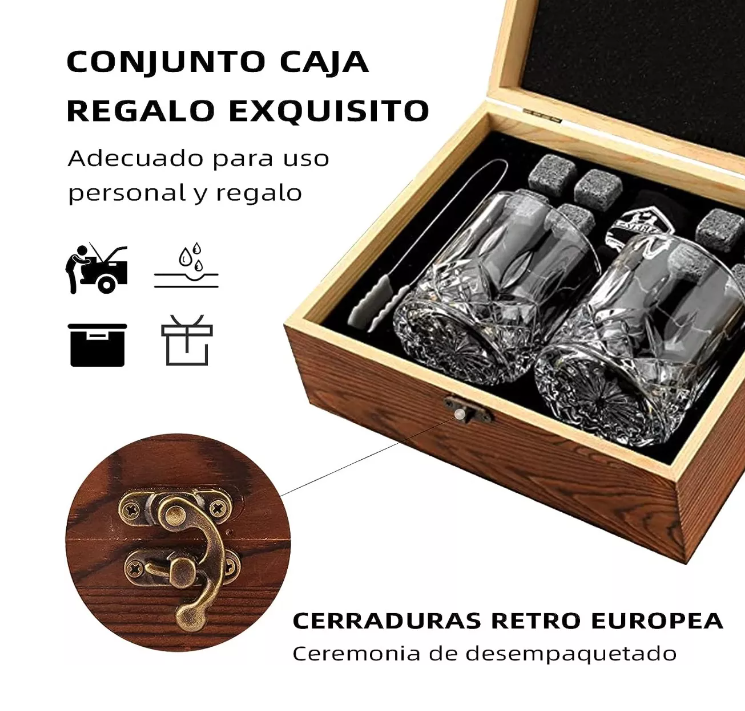 Juego De Piedras De Whisky, 8 Piedras De Vino Helado 2 Vasos