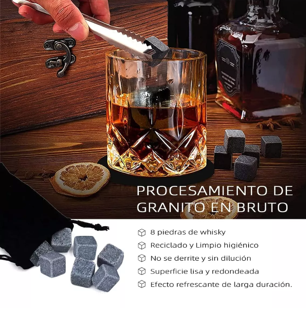 Juego De Piedras De Whisky, 8 Piedras De Vino Helado 2 Vasos