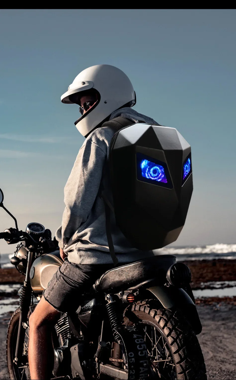 Mochila para Motocicleta LED con carcasa dura Impermeable de gran capacidad.