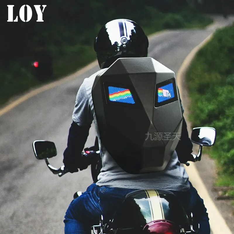 Mochila para Motocicleta LED con carcasa dura Impermeable de gran capacidad.