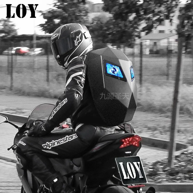 Mochila para Motocicleta LED con carcasa dura Impermeable de gran capacidad.