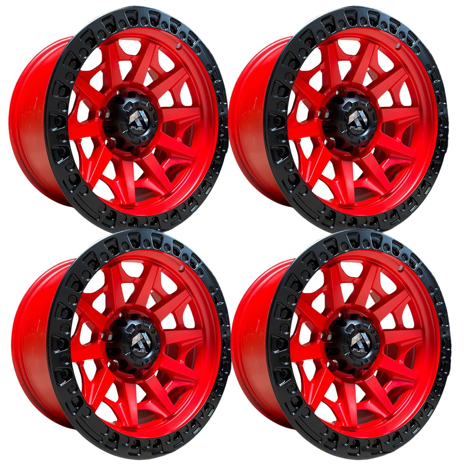 4 RINES MATT BLACK RED 18 6X139.7 Toyota Hilux,Nissan Titan,Ford Ranger,Chevrolet Silverado  1500,Chevrolet
