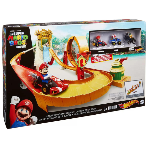 Hot Wheels Mario Kart Pista De Juguete Carrera En La Selva, Contiene 3 Carros