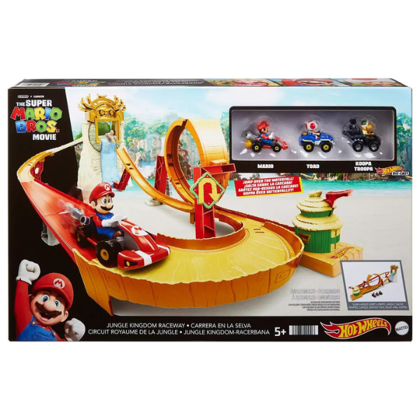 Hot Wheels Mario Kart Pista De Juguete Carrera En La Selva, Contiene 3 Carros