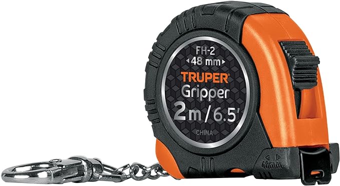 Truper FH-2, Flexómetro tipo llavero, 2 m, cinta 13 mm.