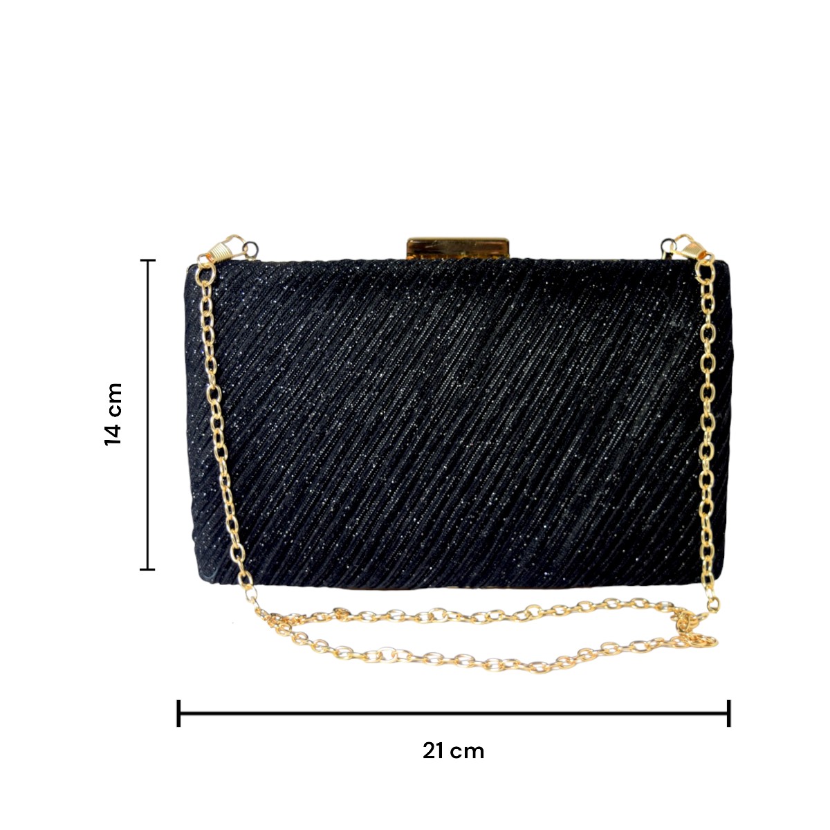 Bolsa Negra para dama fiesta en textil .