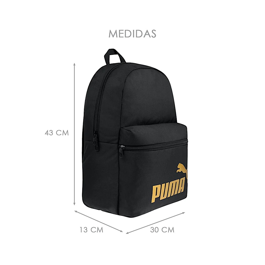 Mochila puma negra con dorado sale