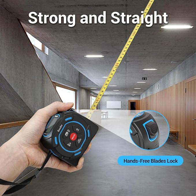 Bauihr Cinta Métrica Láser 2 en 1, Medidor Láser 40M y Flexometro 5M, Puede Medir Pitagórico, Distancia, Área y Volumen, USB C Recargable y Pantalla LCD en Color, Alta Precisión ±2 mm, IP54.