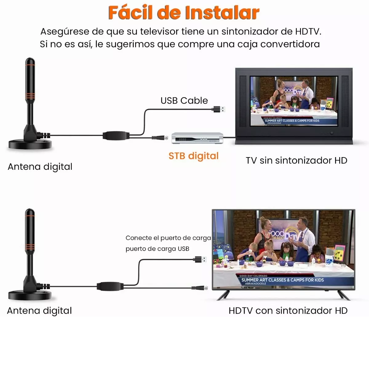 Antena De Tv Digital Para Interiores Antena Hdtv 4k 1080p Negro Lineas Roja
