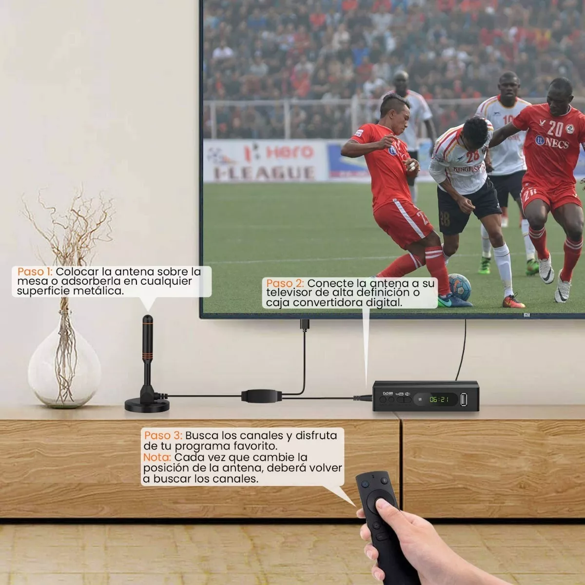 Antena De Tv Digital Para Interiores Antena Hdtv 4k 1080p Negro Lineas Roja