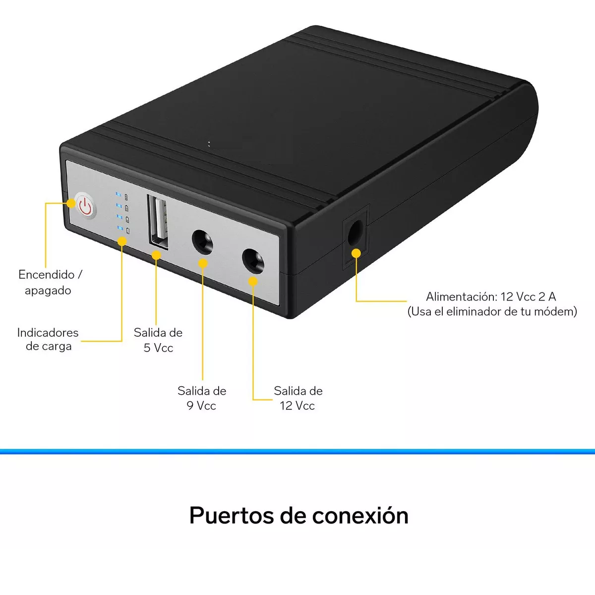 Mini No Break (ups) Para Módem 390 Min De Respaldo 8 800 Mah Negro