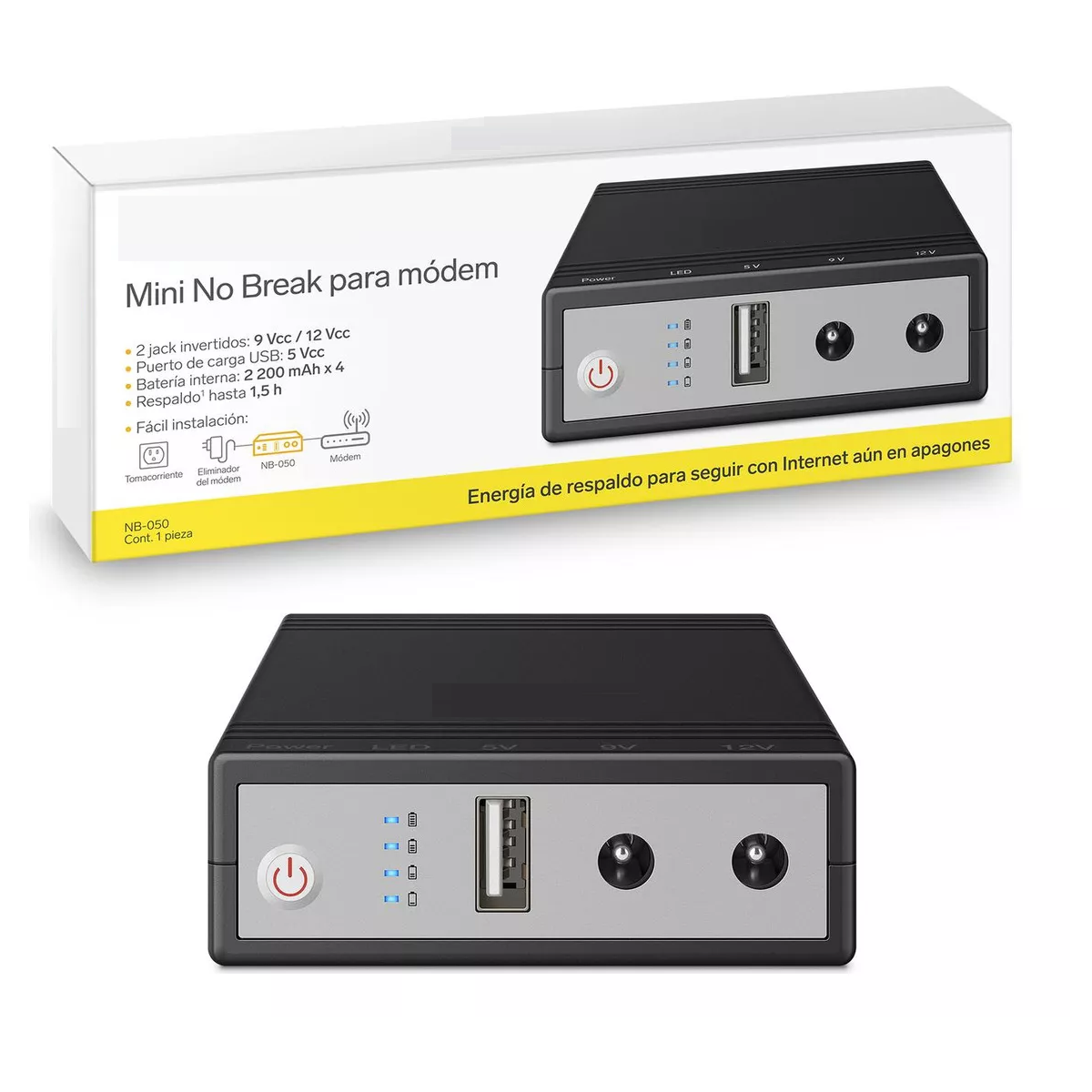 Mini No Break (ups) Para Módem 390 Min De Respaldo 8 800 Mah Negro