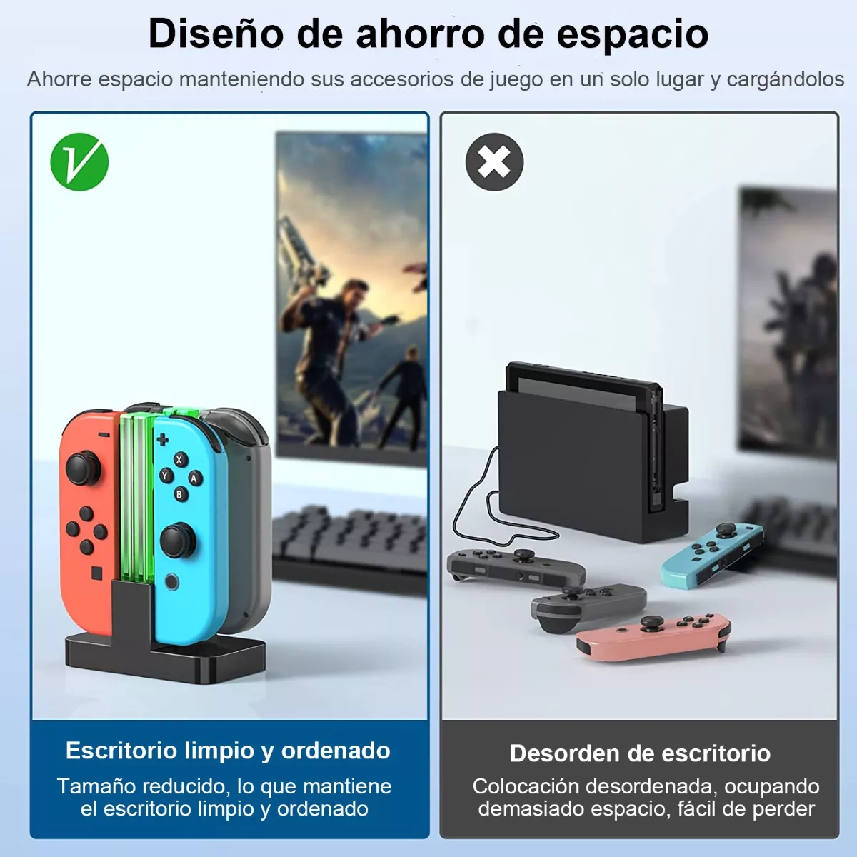 4 En 1 Base De Cargador P/ Control De Nintendo Switch 