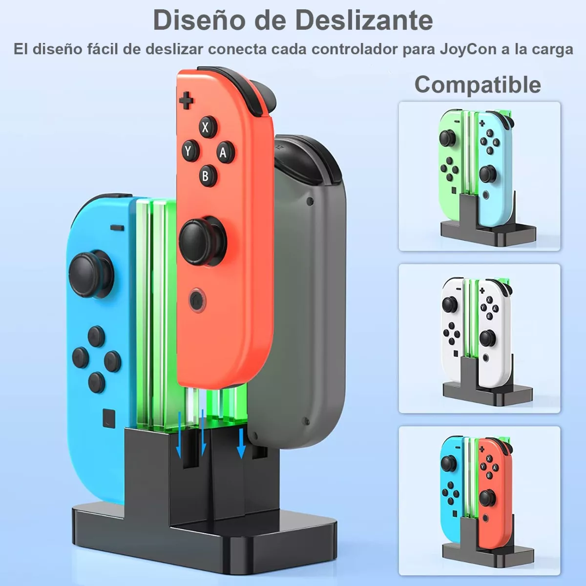 4 En 1 Base De Cargador P/ Control De Nintendo Switch 