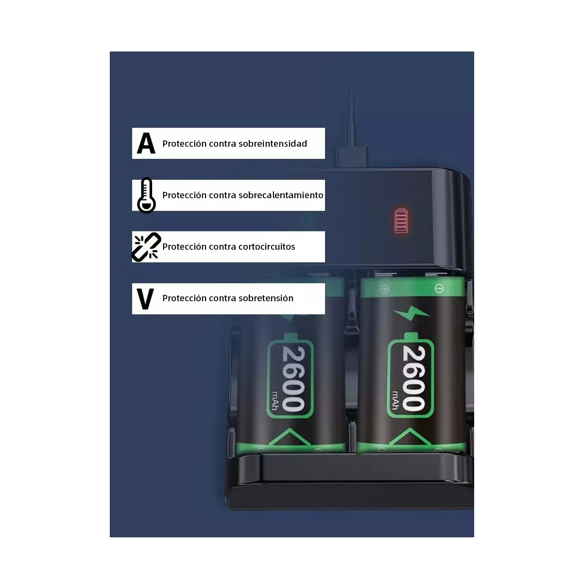 Batería Recargable Para Mando Xbox One/s/x/elite, 2x2600mah Negro