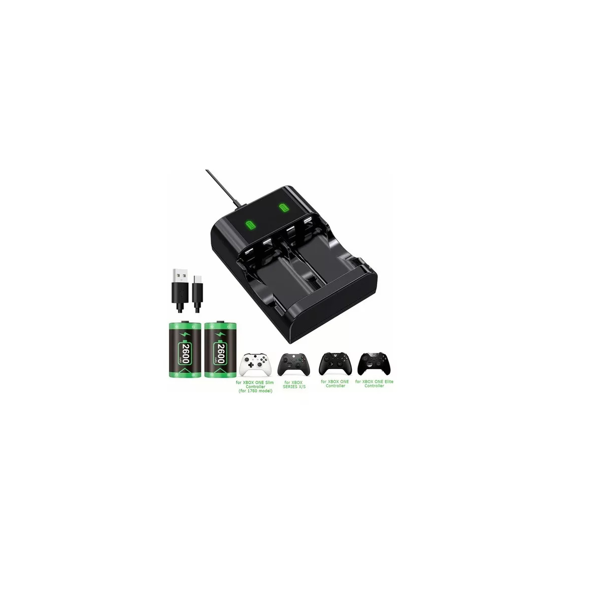 Batería Recargable Para Mando Xbox One/s/x/elite, 2x2600mah Negro