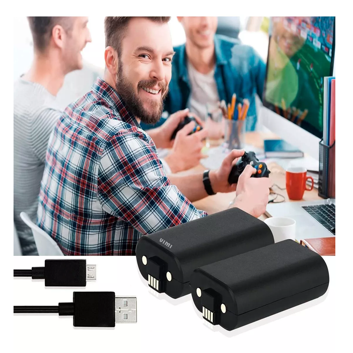Kit Cargador Y 2 Baterias Recargable Para Xbox One Serie X/s Negro
