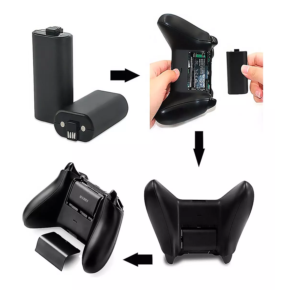 Kit Cargador Y 2 Baterias Recargable Para Xbox One Serie X/s Negro