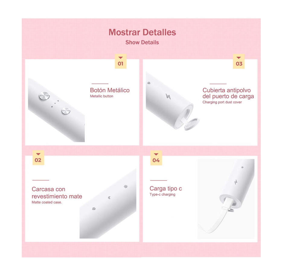 Cepillo Eléctrico Dental Recargable De 3 Mode 4 Cabezales.
