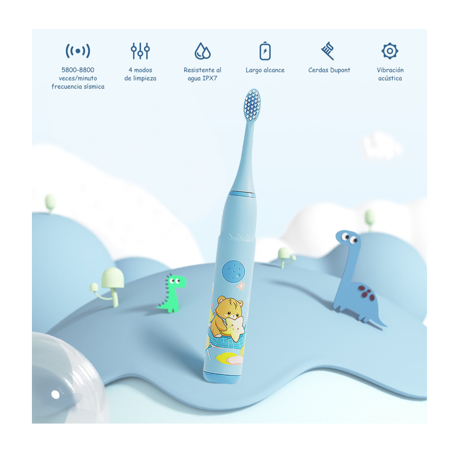 Cepillo De Dientes Eléctrico Para Niños Con 6 Cabezales .
