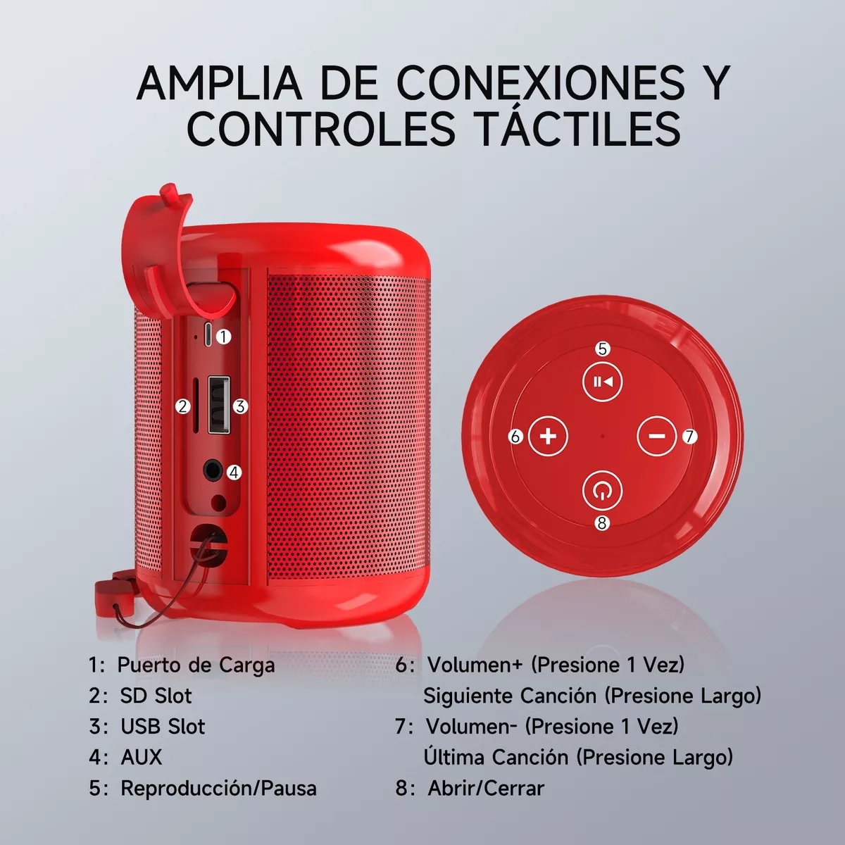 Mini Bocina Portátil Bluetooth Inalámbrica Altavoz Rojo