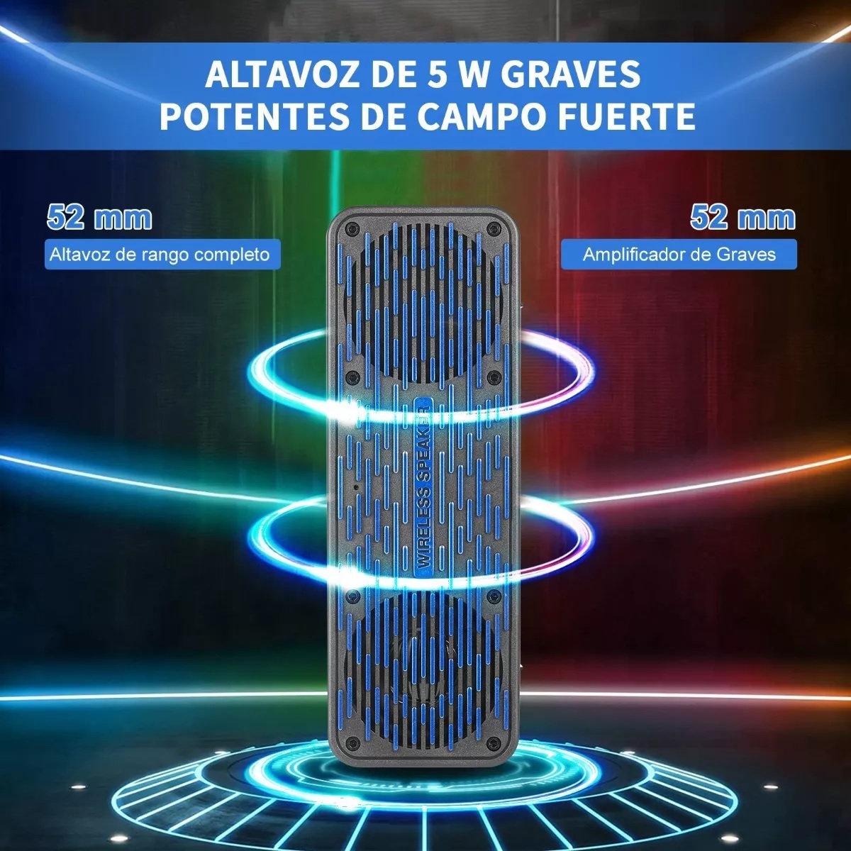 Bocinas Sonido Bluetooth 5.0 Altavoces Portátiles Negro