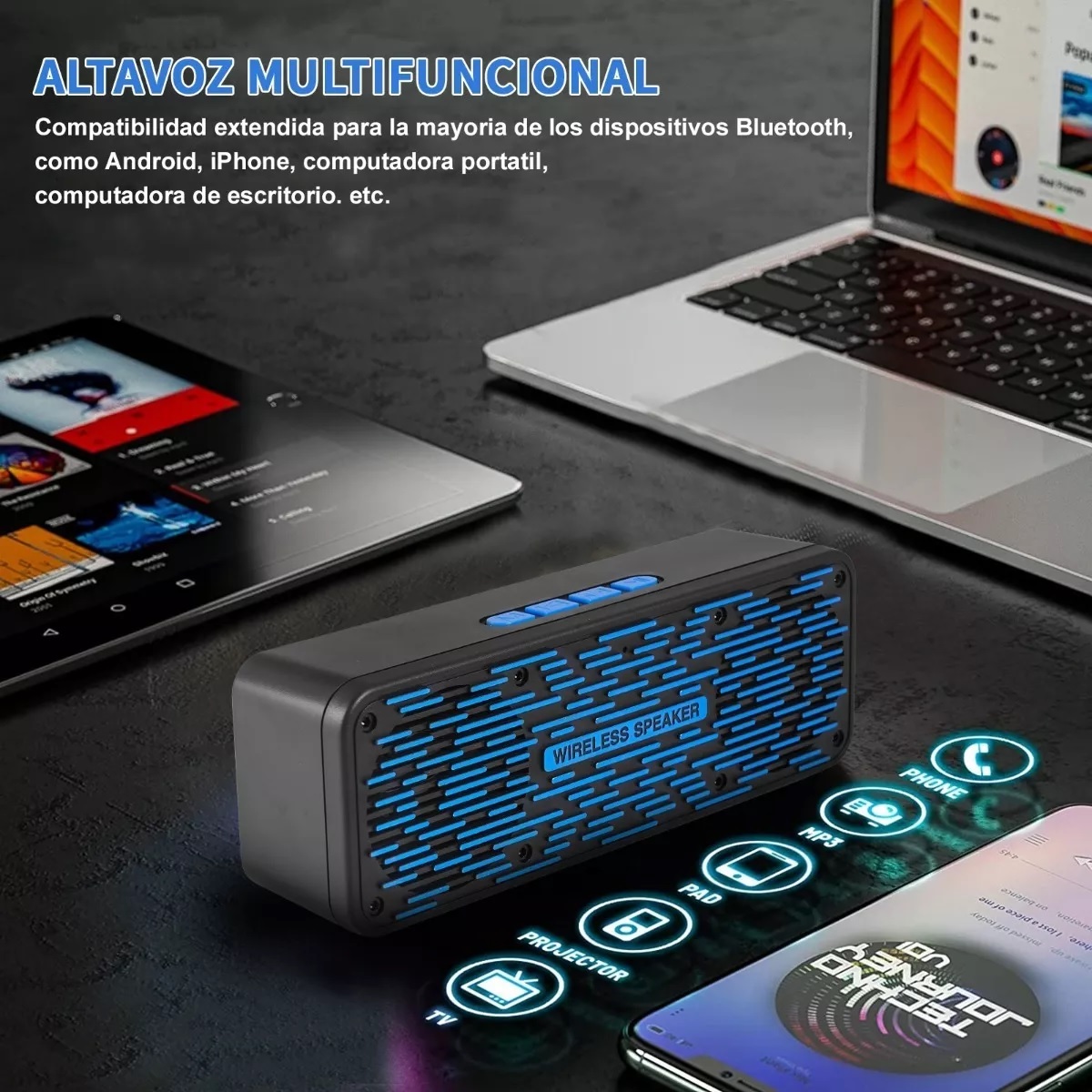Bocinas Sonido Bluetooth 5.0 Altavoces Portátiles Negro
