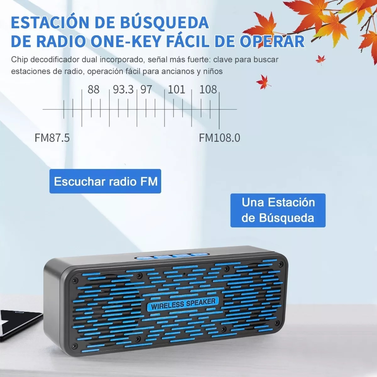 Bocinas Sonido Bluetooth 5.0 Altavoces Portátiles Negro