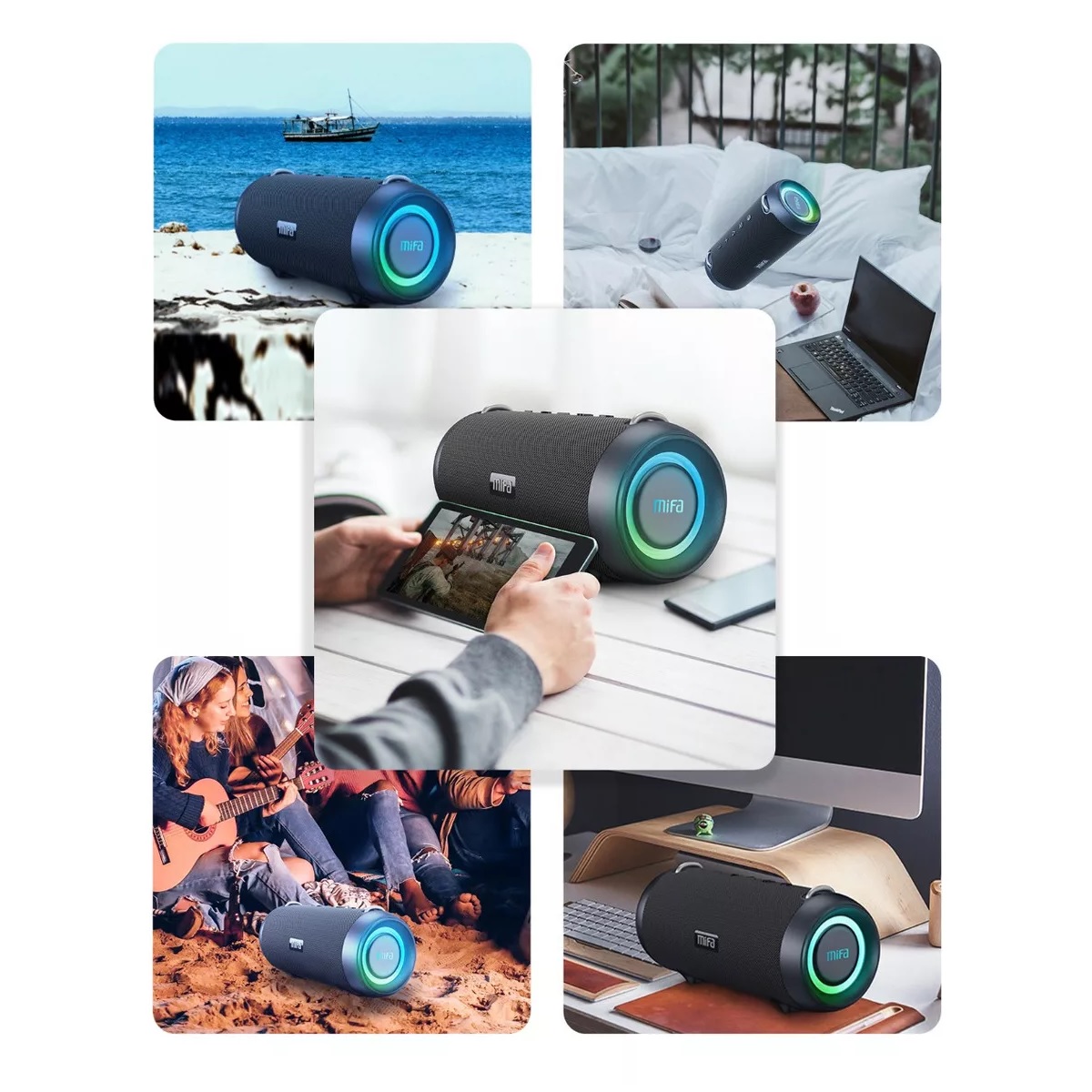 Bocina Mifa A90 portátil con bluetooth negra