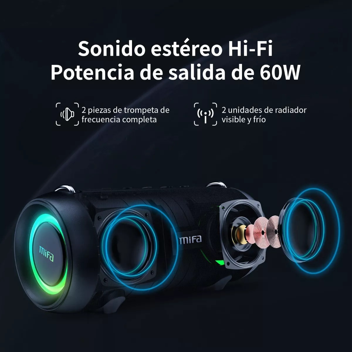 Bocina Mifa A90 portátil con bluetooth negra