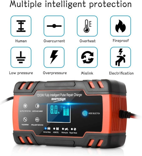 12v 24v Mantenedor Cargador Inteligente Batería Agm Gel Wet