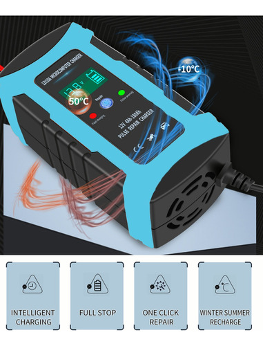 Cargador De Batería De Coche Moto Inteligente 12v 10a Rápido