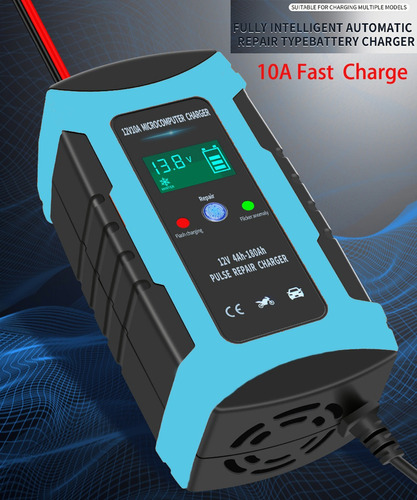 Cargador De Batería De Coche Moto Inteligente 12v 10a Rápido