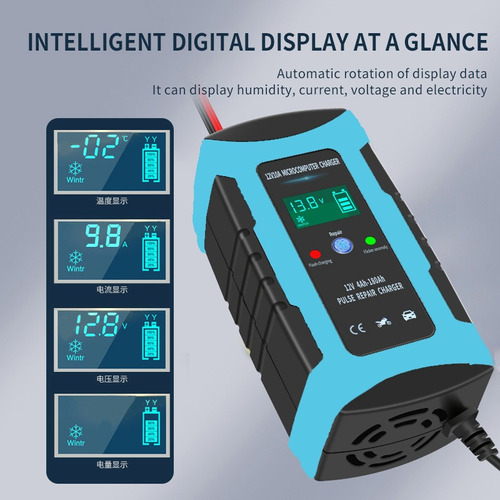 Cargador De Batería De Coche Moto Inteligente 12v 10a Rápido