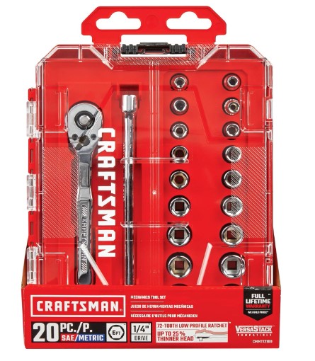 CRAFTSMAN 20 unidades de 1/4 pulgadas Juego de herramientas de mecánica de accionamiento