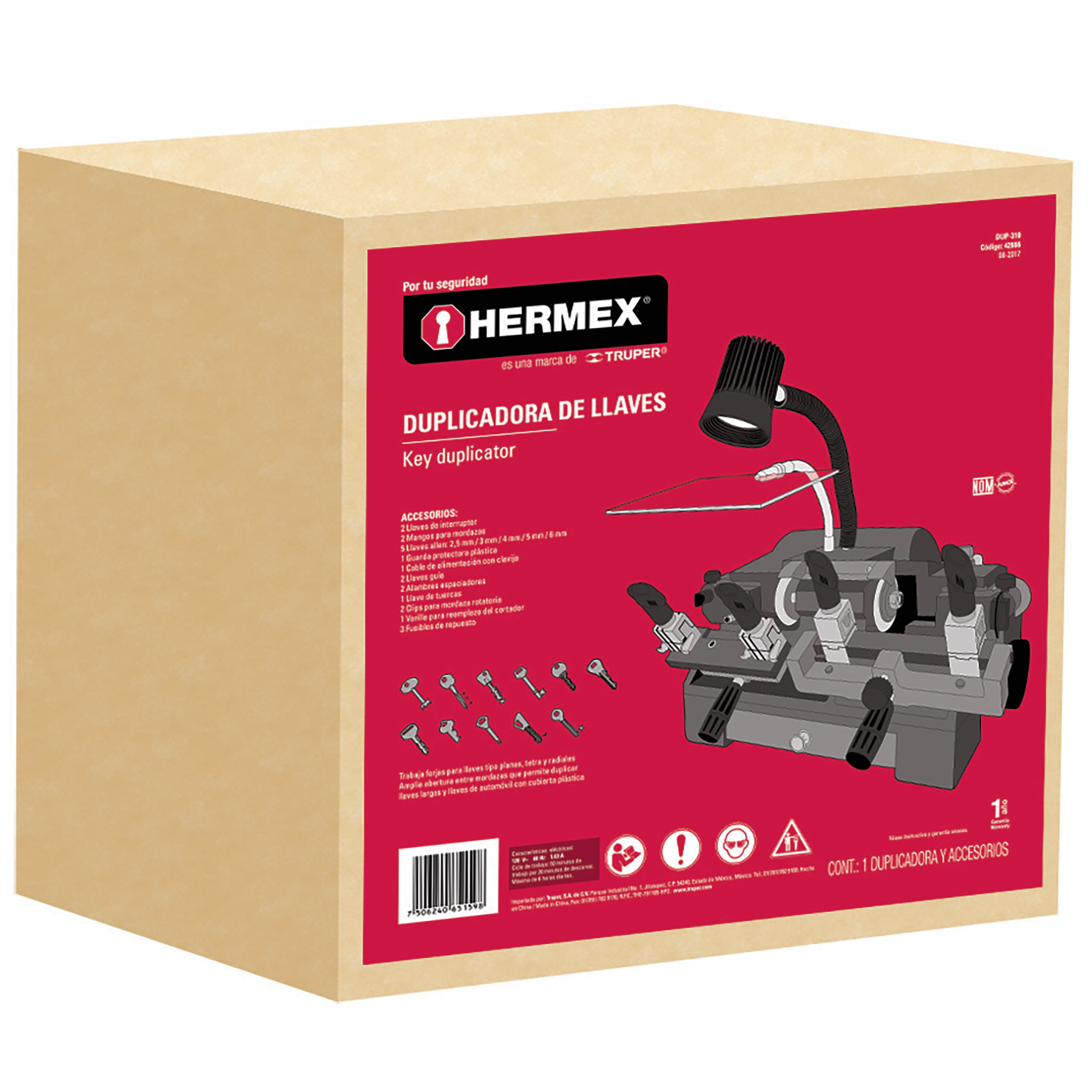 Duplicadora Hermex de 10 Tipos de Llaves tipo Torno Dup310 Gris